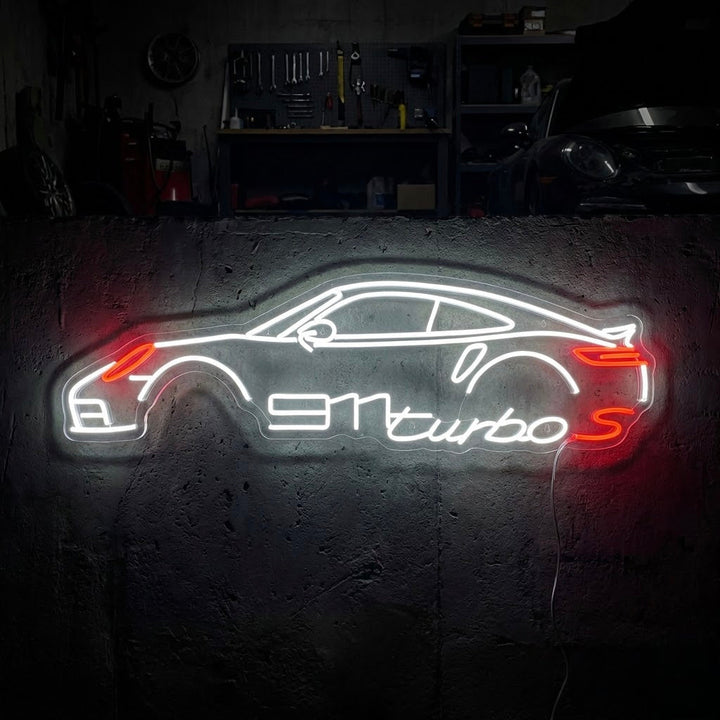 Leistungsstarker Sportwagen Neonschild