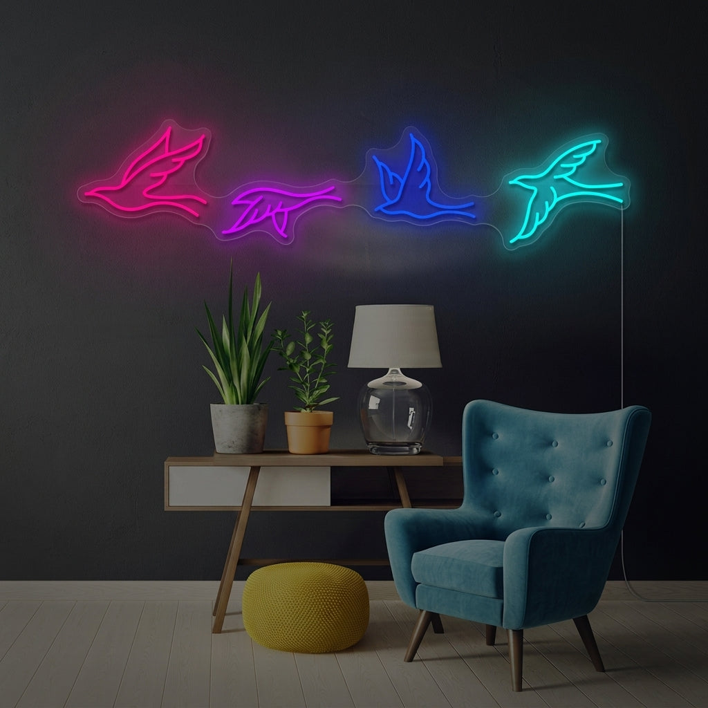 "Vögel" Neonschild