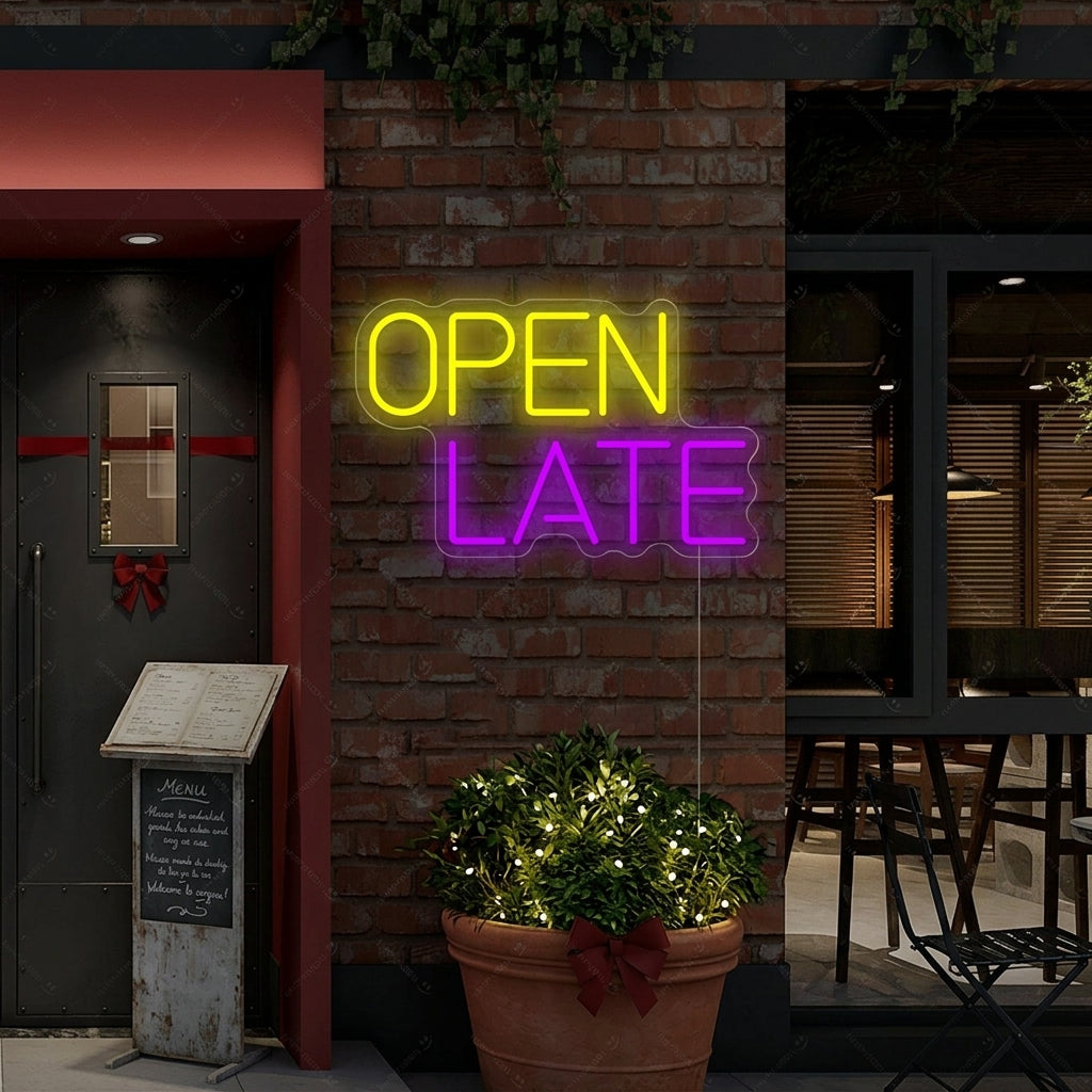 "Open Late" Neonschild
