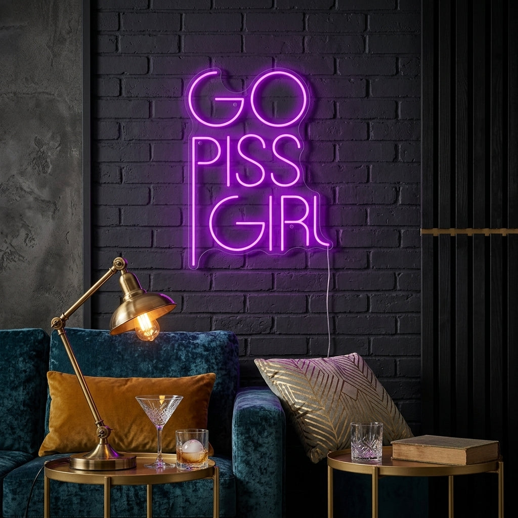"Go Piss Girl" Neonschild