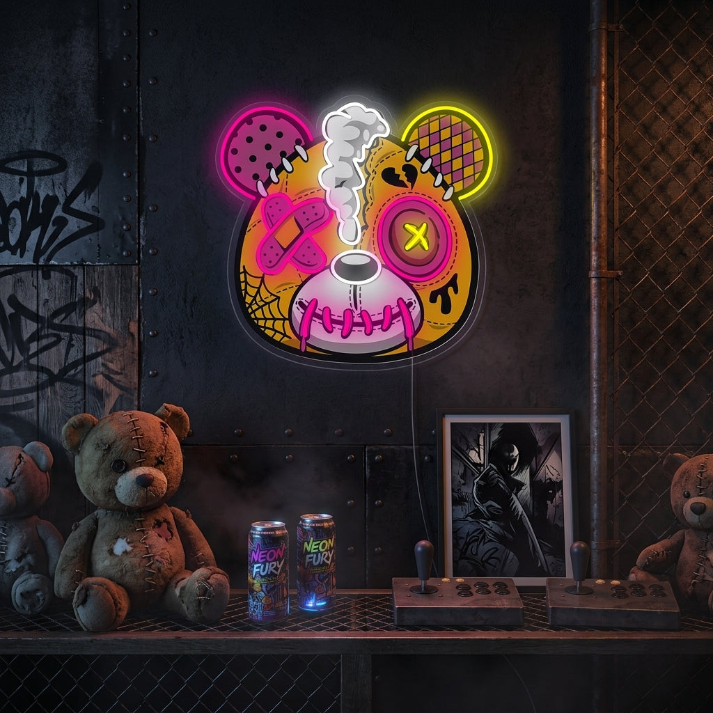 "Zombie-Teddybär" Neonschild
