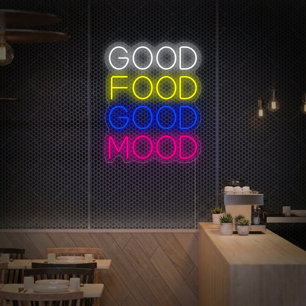 "Good Food Good Mood" Neonschild