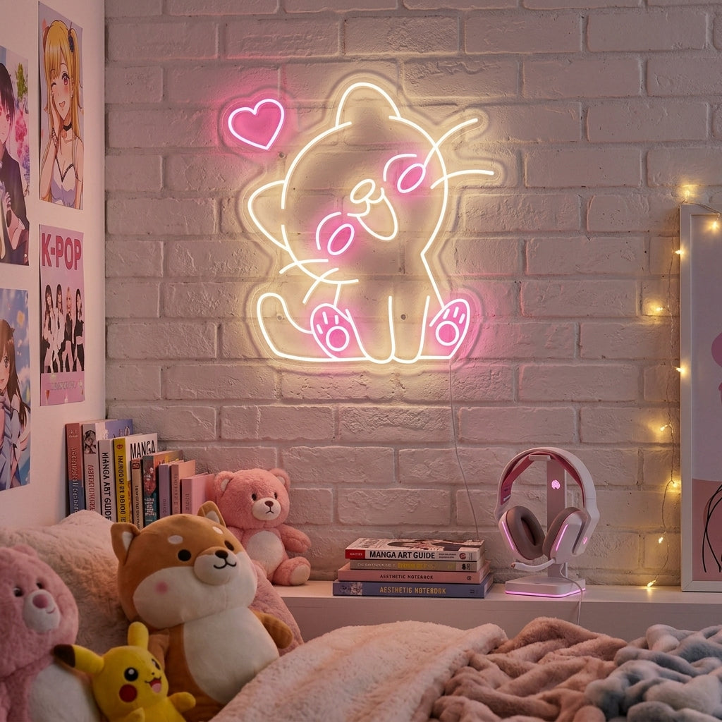 "Kawaii-Katze" Neonschild