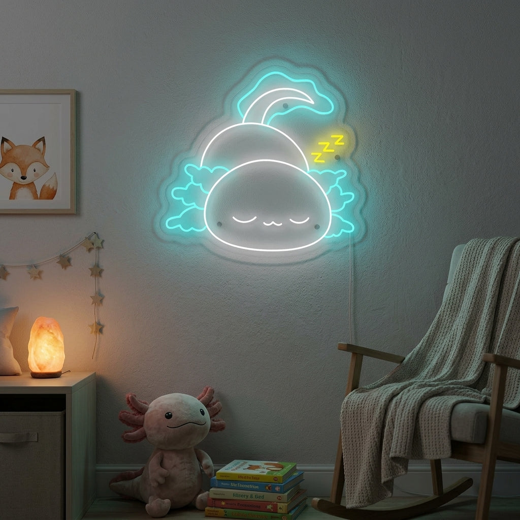 "Schlafender Axolotl" Neonschild