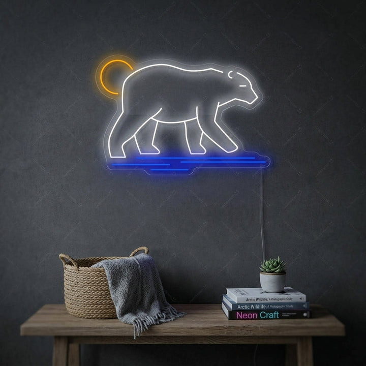 "Schlendernder Eisbär" Neonschild