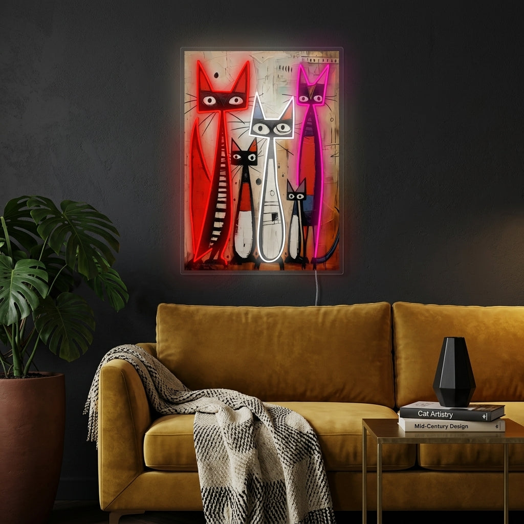 "Katzenfamilie" Neonschild