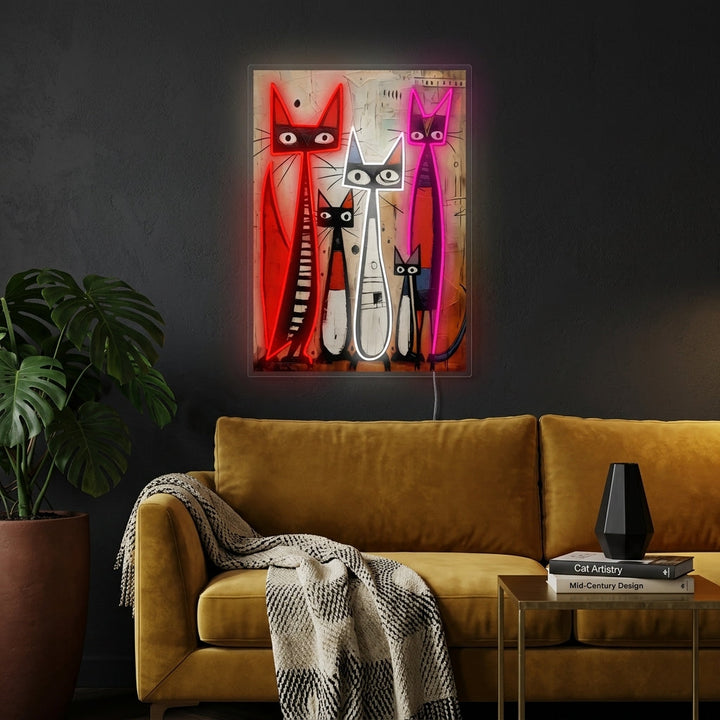 "Katzenfamilie" Neonschild