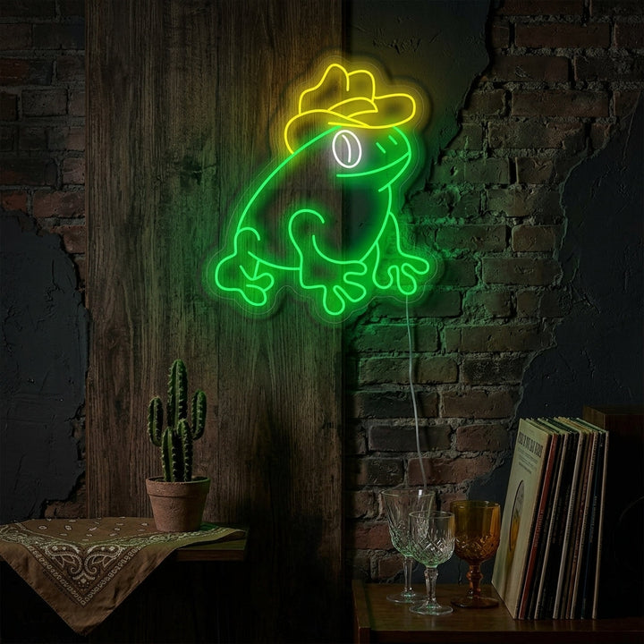 "Frosch mit Cowboyhut" Neonschild