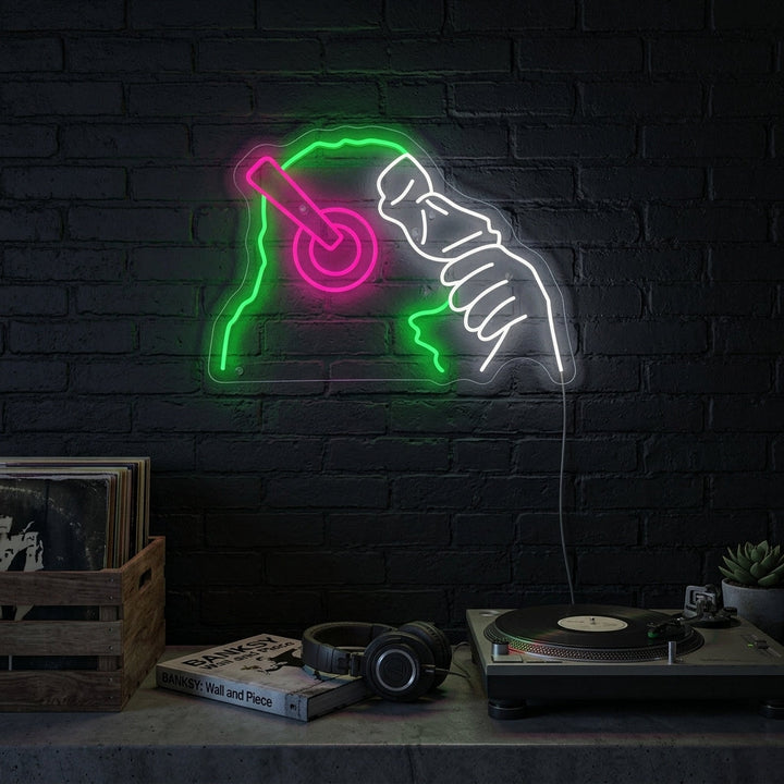 "Banksy DJ Affe" Neonschild