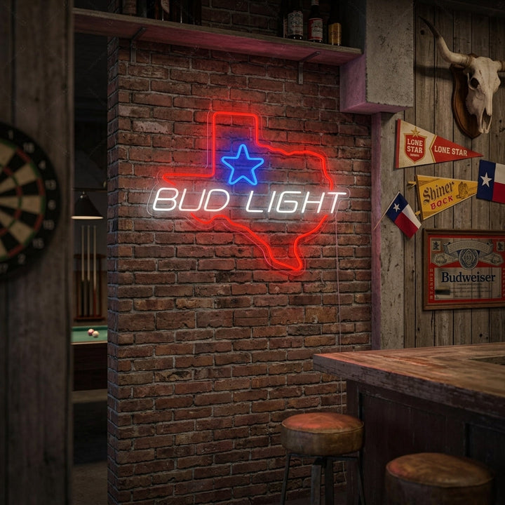 "Bud Light Texas Star" Neonschild
