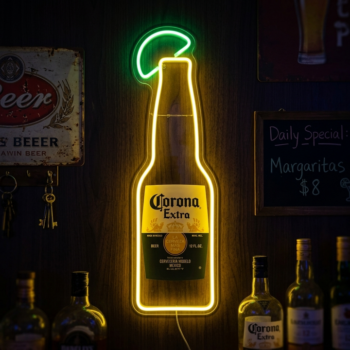 "Corona-Bierflasche" Neonschild
