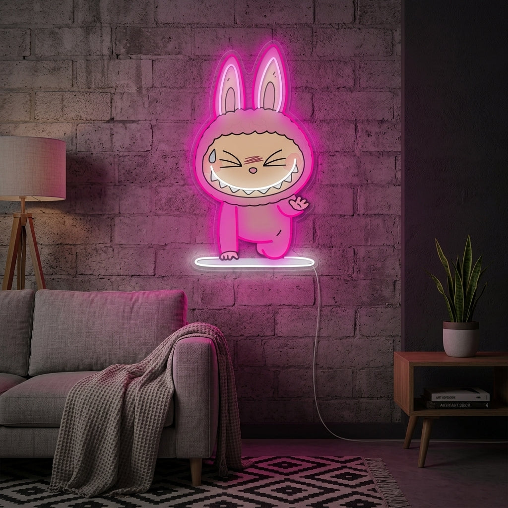 "Yoga Monster Labubu" Neonschild