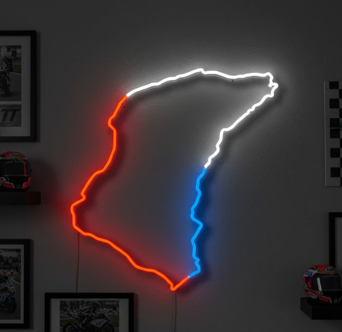 "Isle of man Strecke" Neonschrift