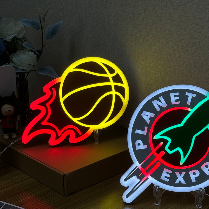 "Flaming Basketball" Neon Like