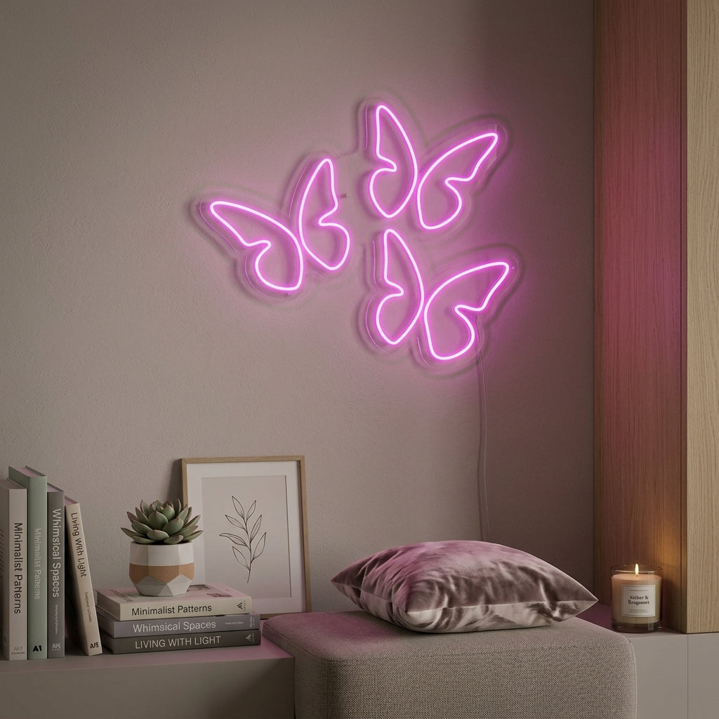 "3 Schmetterlinge" Neonschrift