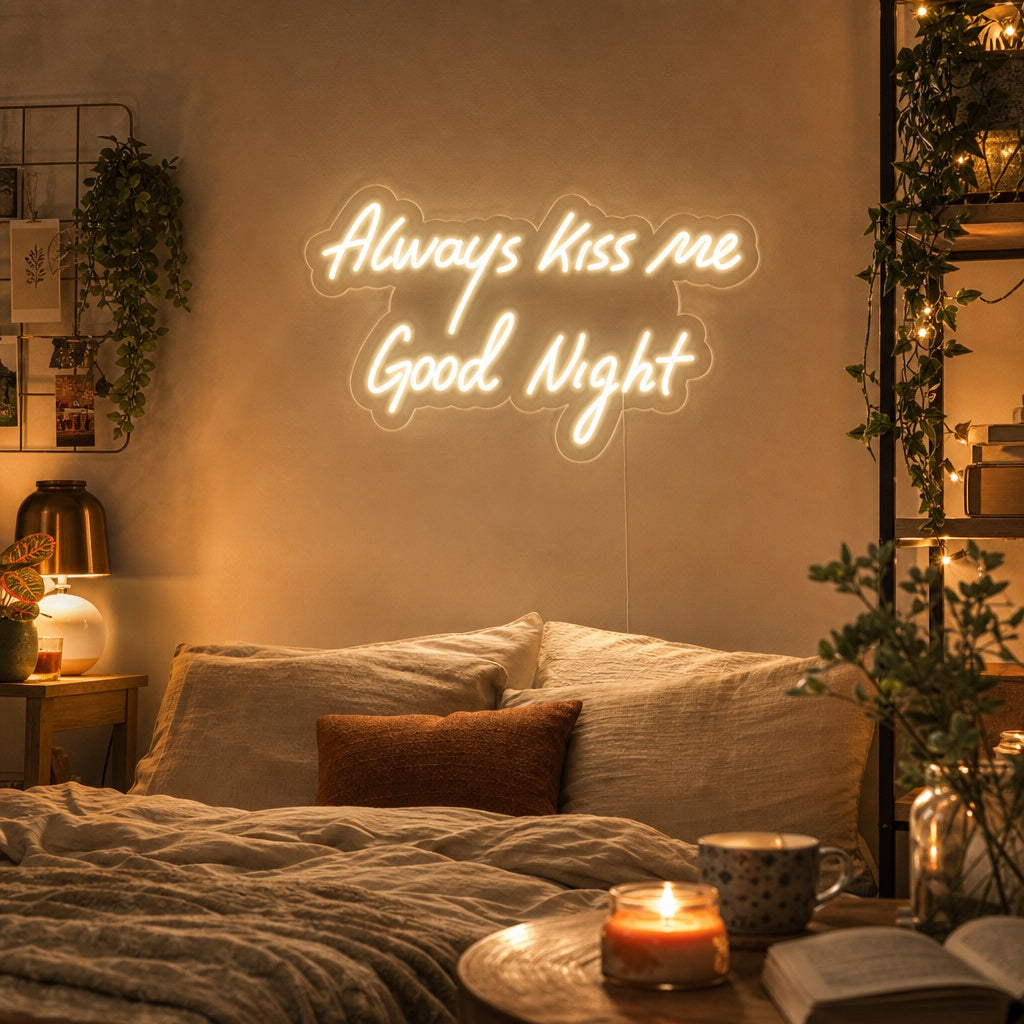 "Always Kiss Me Good Night" Neonschrift