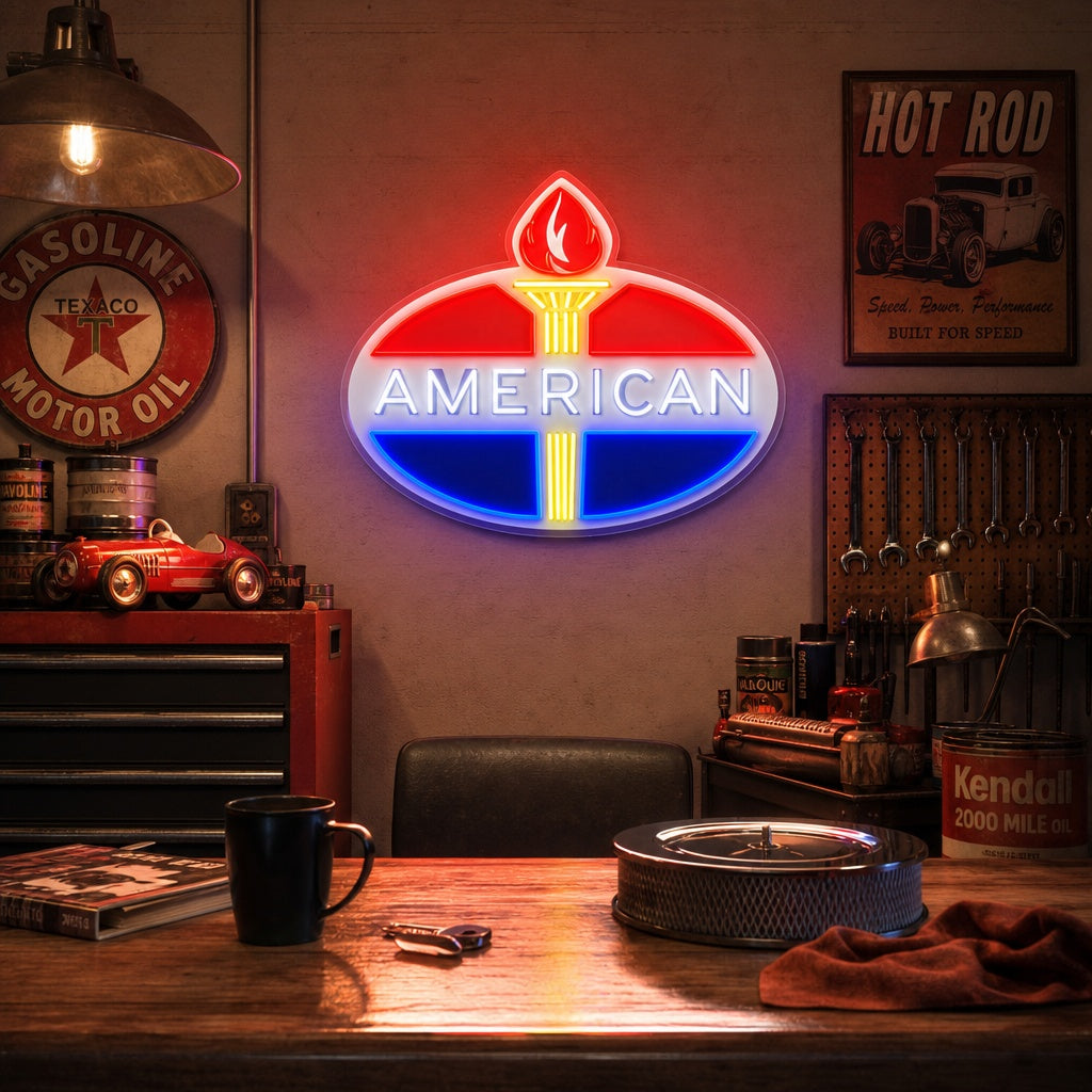 "Amerikanisches Benzinlogo" UV-bedruckt LED-Neonschild