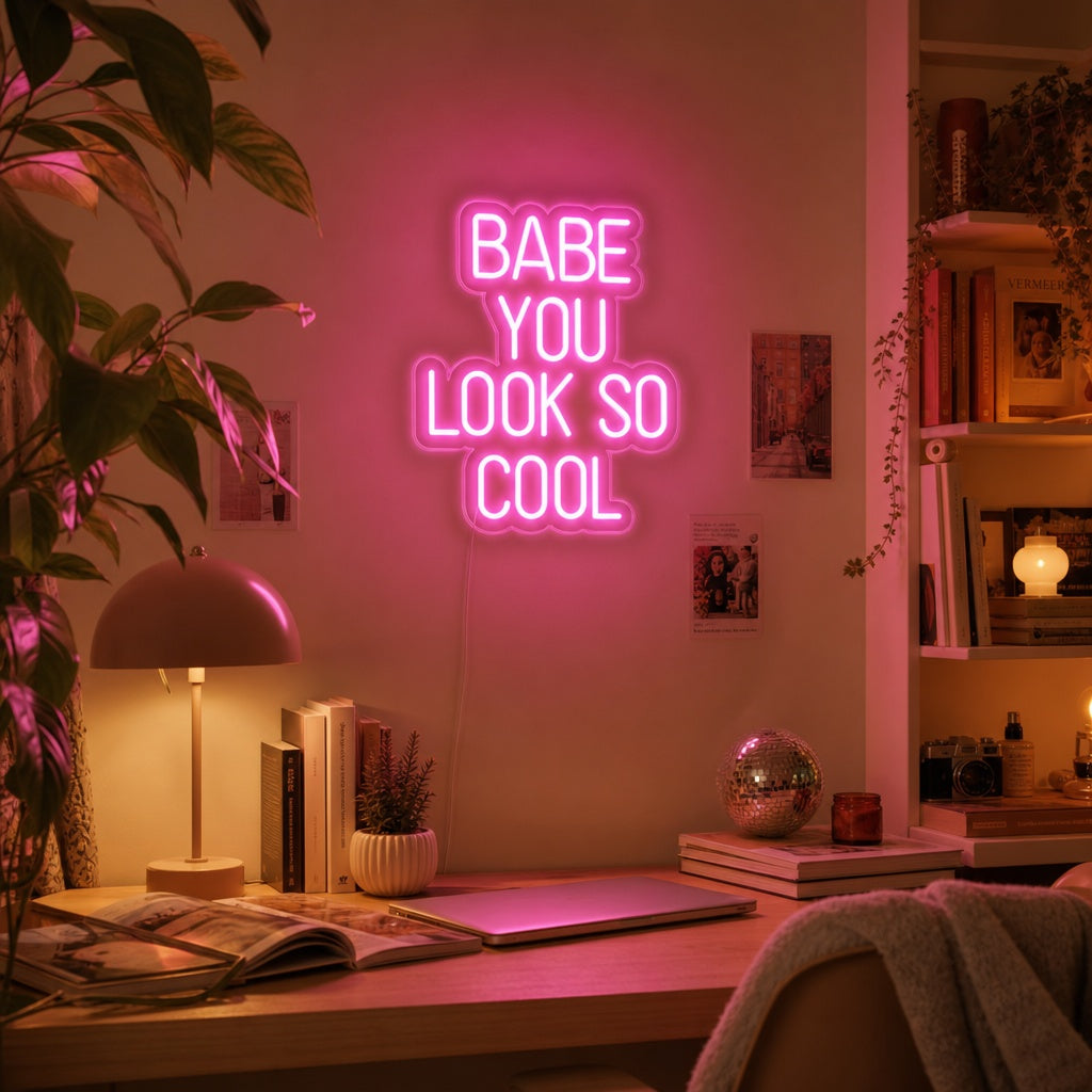 "Babe You Look So Cool" Neonschrift