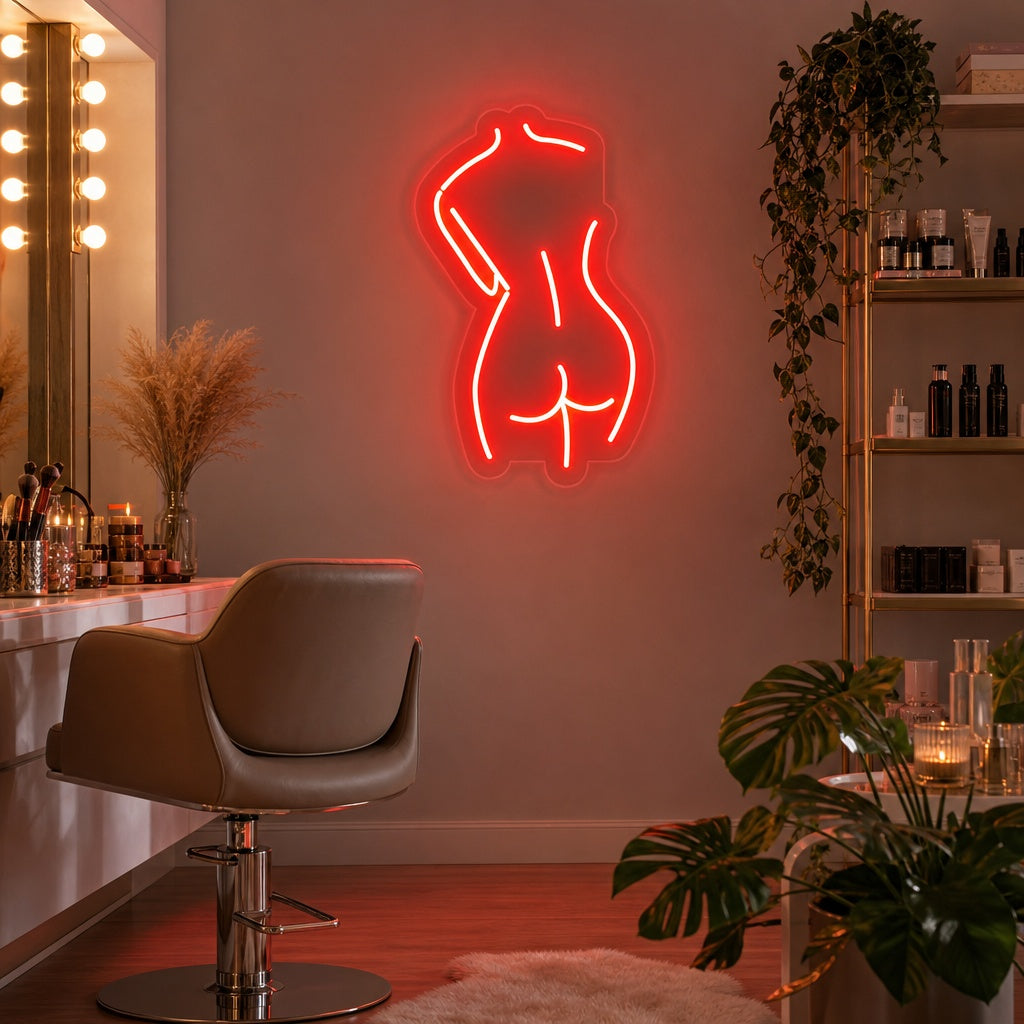"Silhouette Des Rückens Einer Frau" Neonschrift
