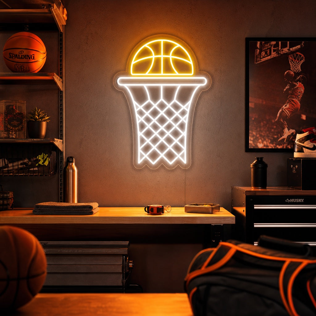 "Basketballnetz" Neonschrift