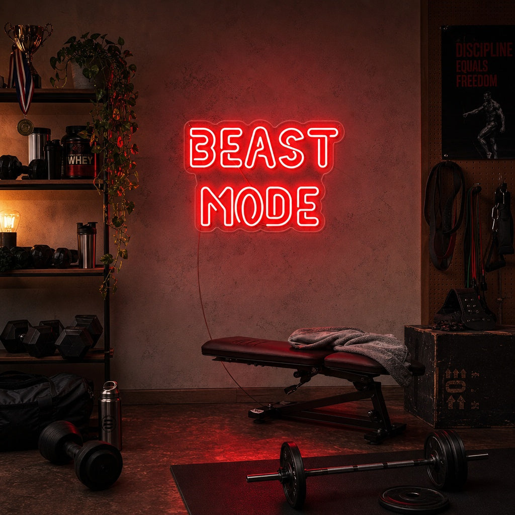 "Beast Mode, Fitnessstudio Dekoration, Fitnessstudio Zitate, Fitness Zitate, Workout Zitate" Neonschrift