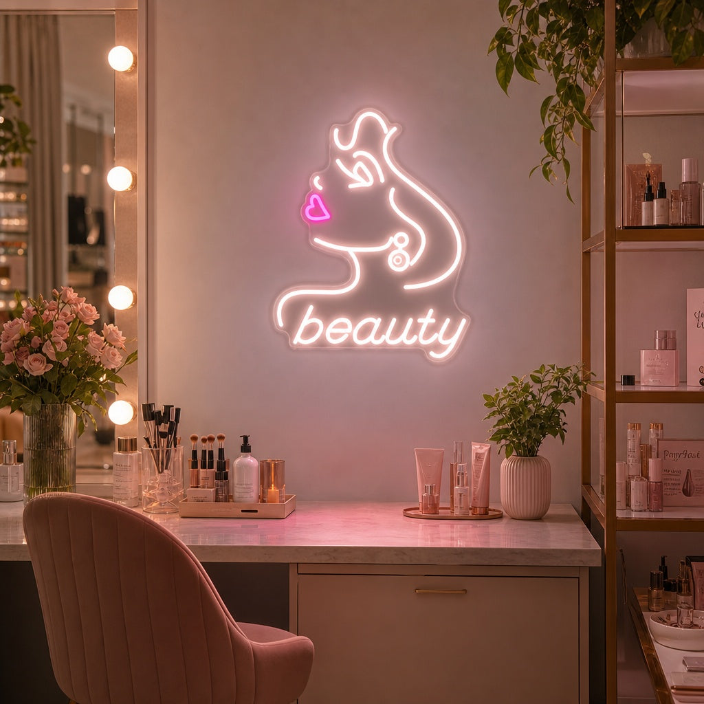 "Schönheitssalon Für Frauen" Neonschrift