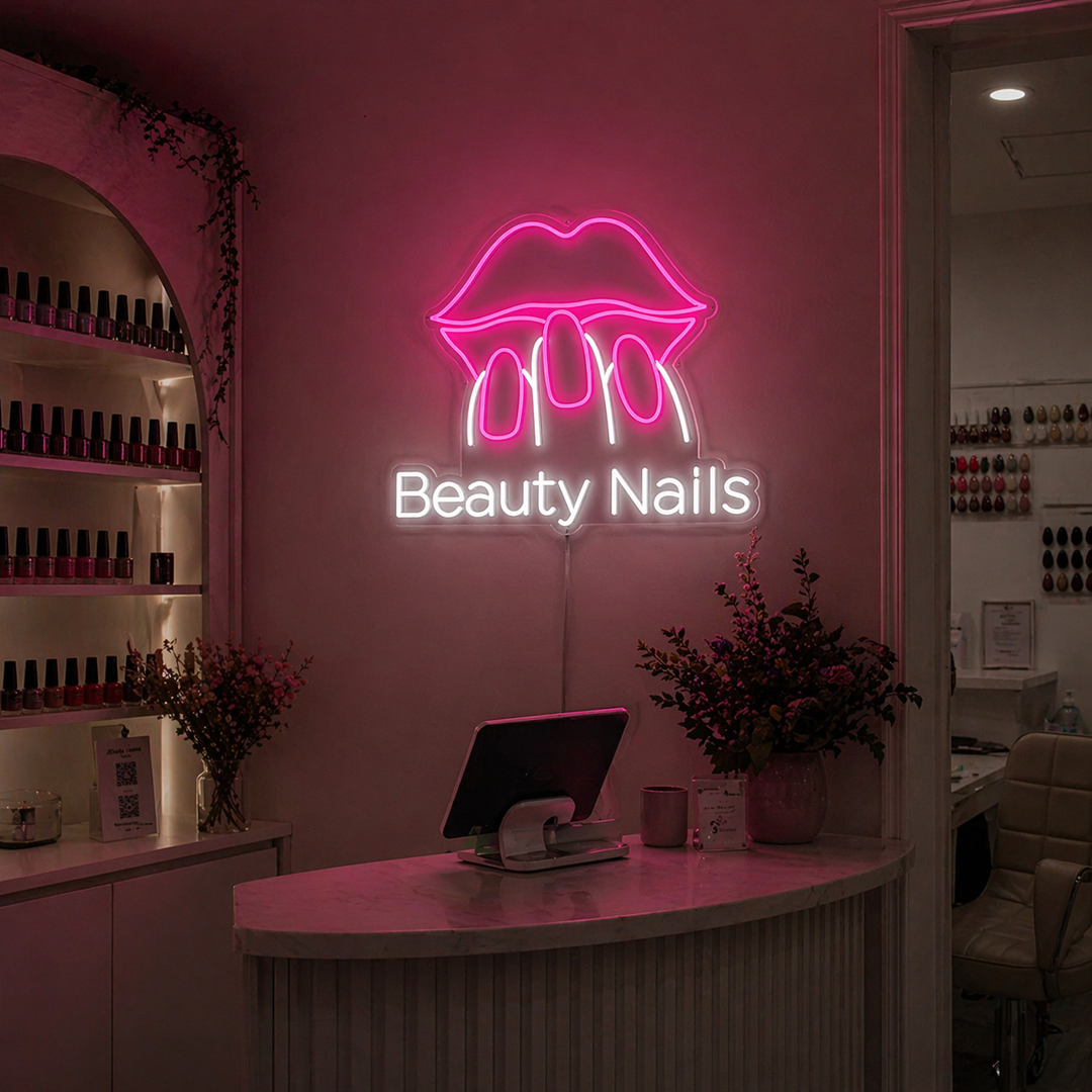 "Beauty Nails" Neonschrift