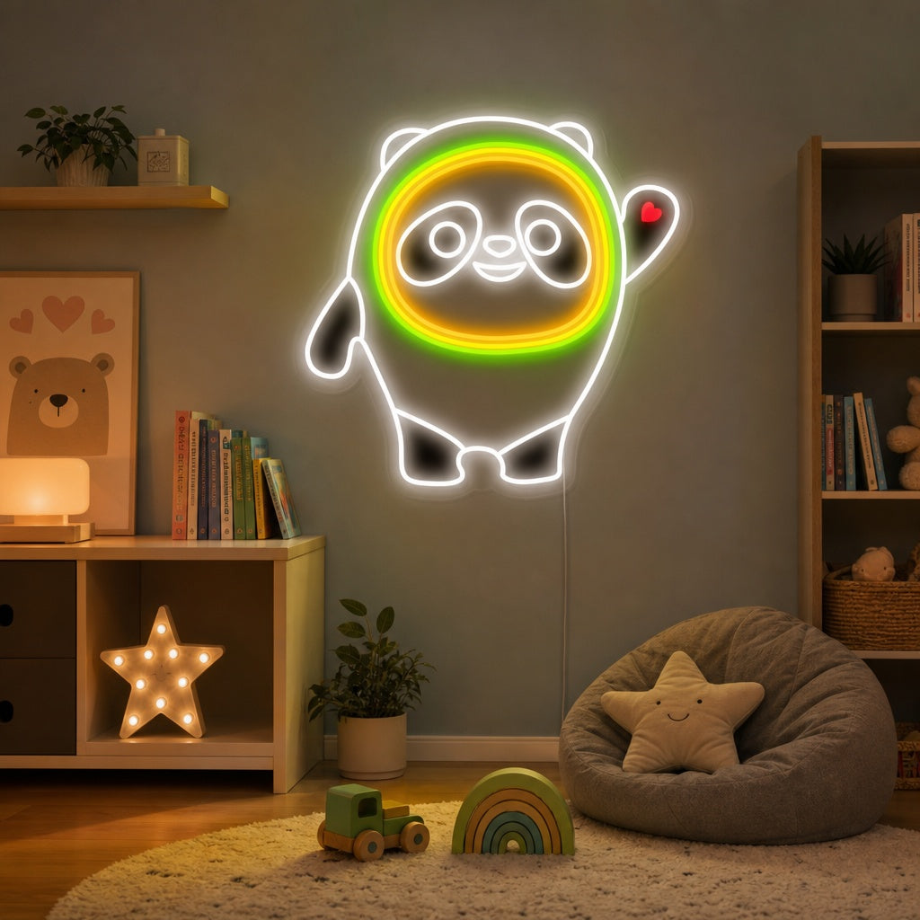 "Bing Dwen Dwen Panda Plüschtier, Kinderzimmerdekoration" Neonschrift