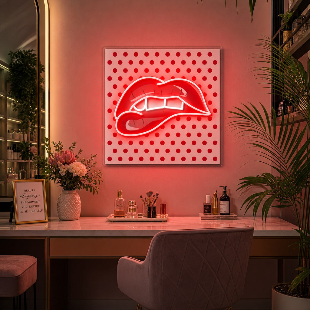 "Beißen Sie ihre roten Lippen" UV-bedruckt LED-Neonschild