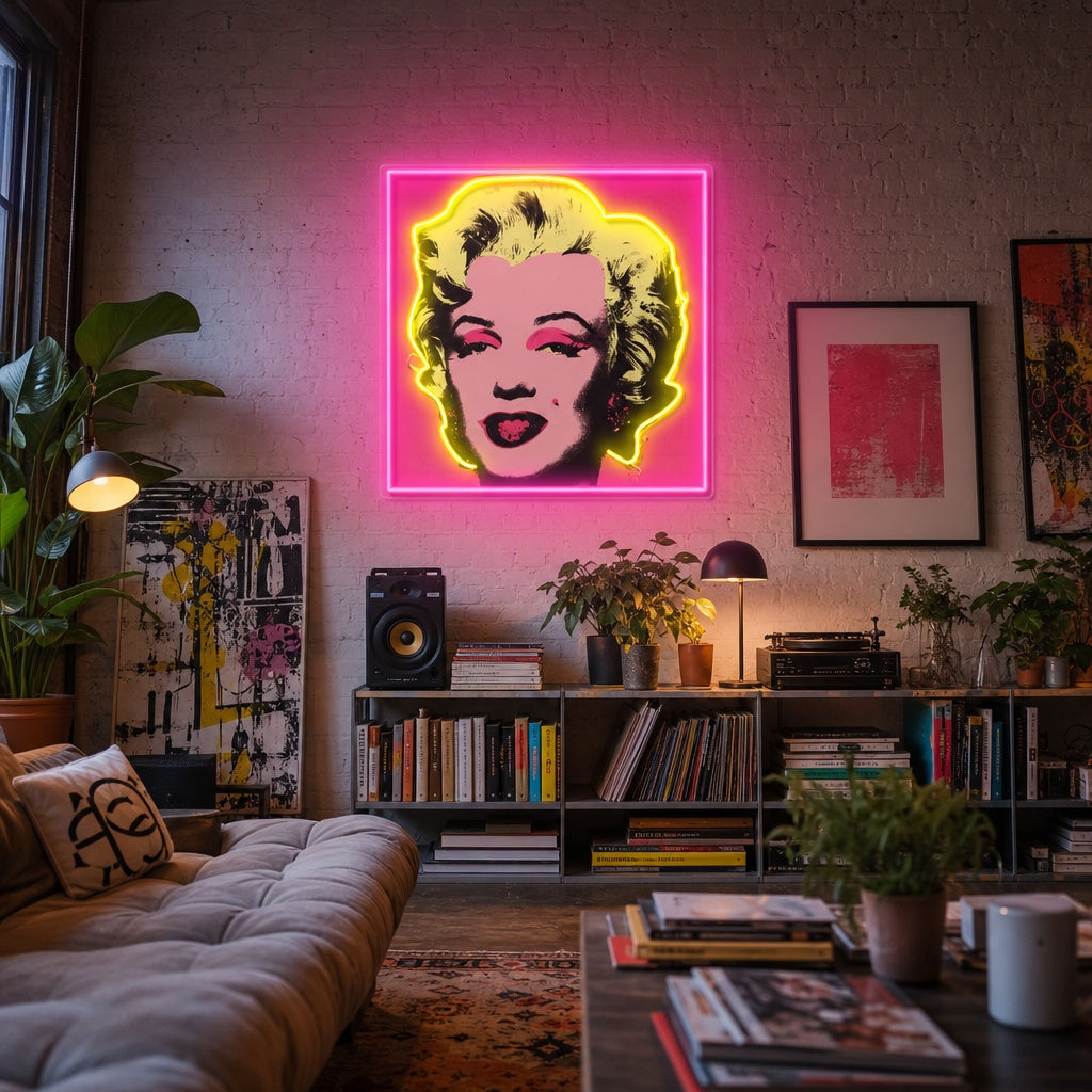 "Blonde Haarfrau, Pop Art" UV-bedruckt LED-Neonschild