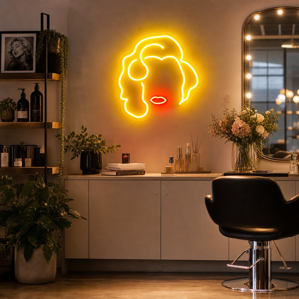 "Blondes Mädchen" Neonschrift