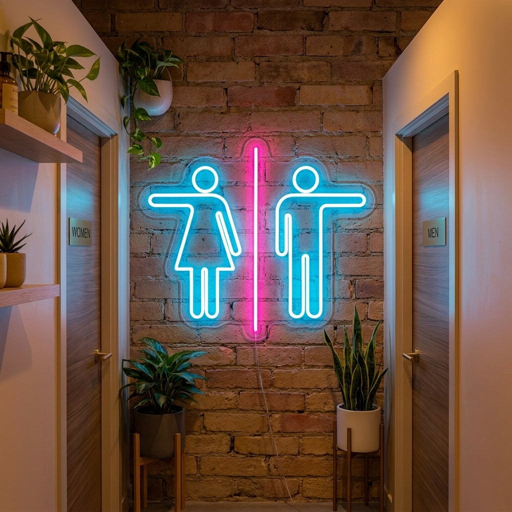 "Junge Und Mädchen WC Toilette" Neonschrift