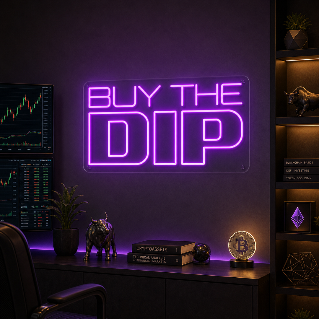 "Buy the Dip" Neonschrift