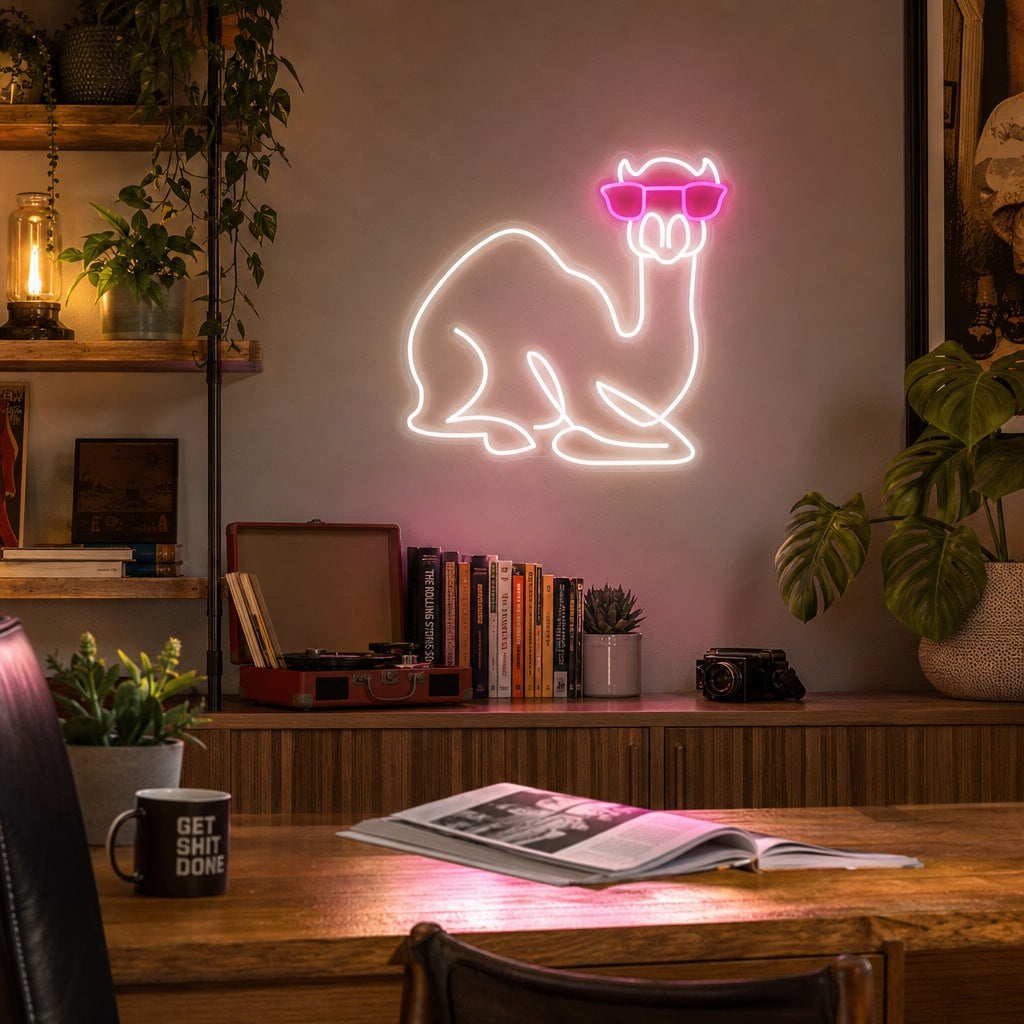 "Kamel Mit Brille" Neonschrift