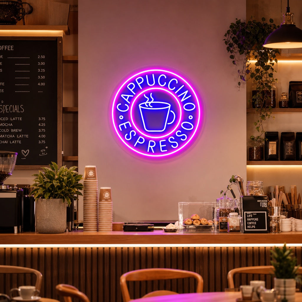 "Cappuccino Espresso" Neonschrift