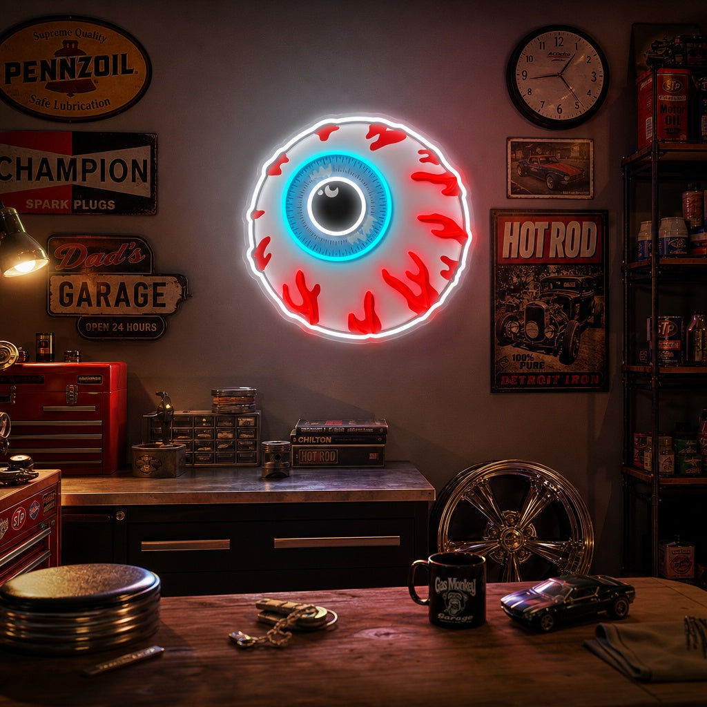 "Cartoon -Auge, Augapfel, Zombie -Bombe" UV-bedruckt LED-Neonschild