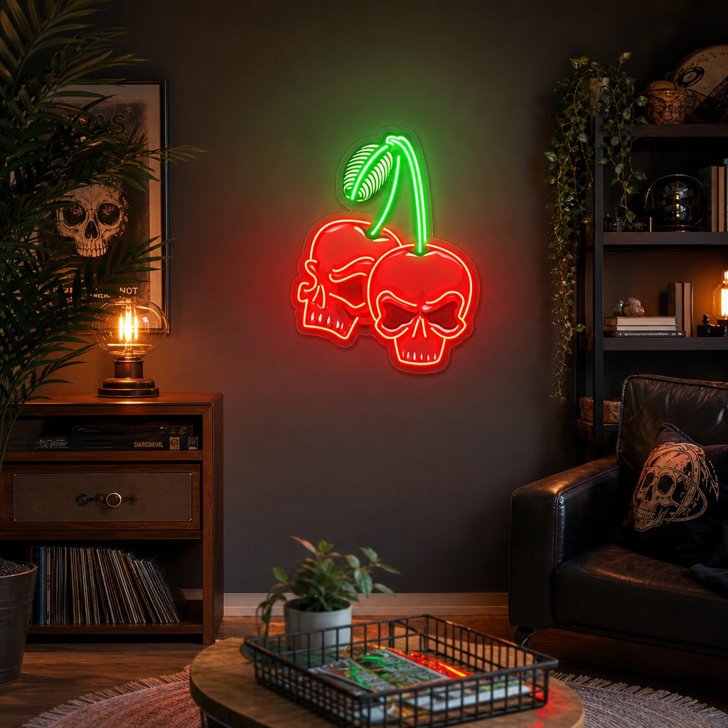 "Kirschschädel" UV-bedruckt LED-Neonschild