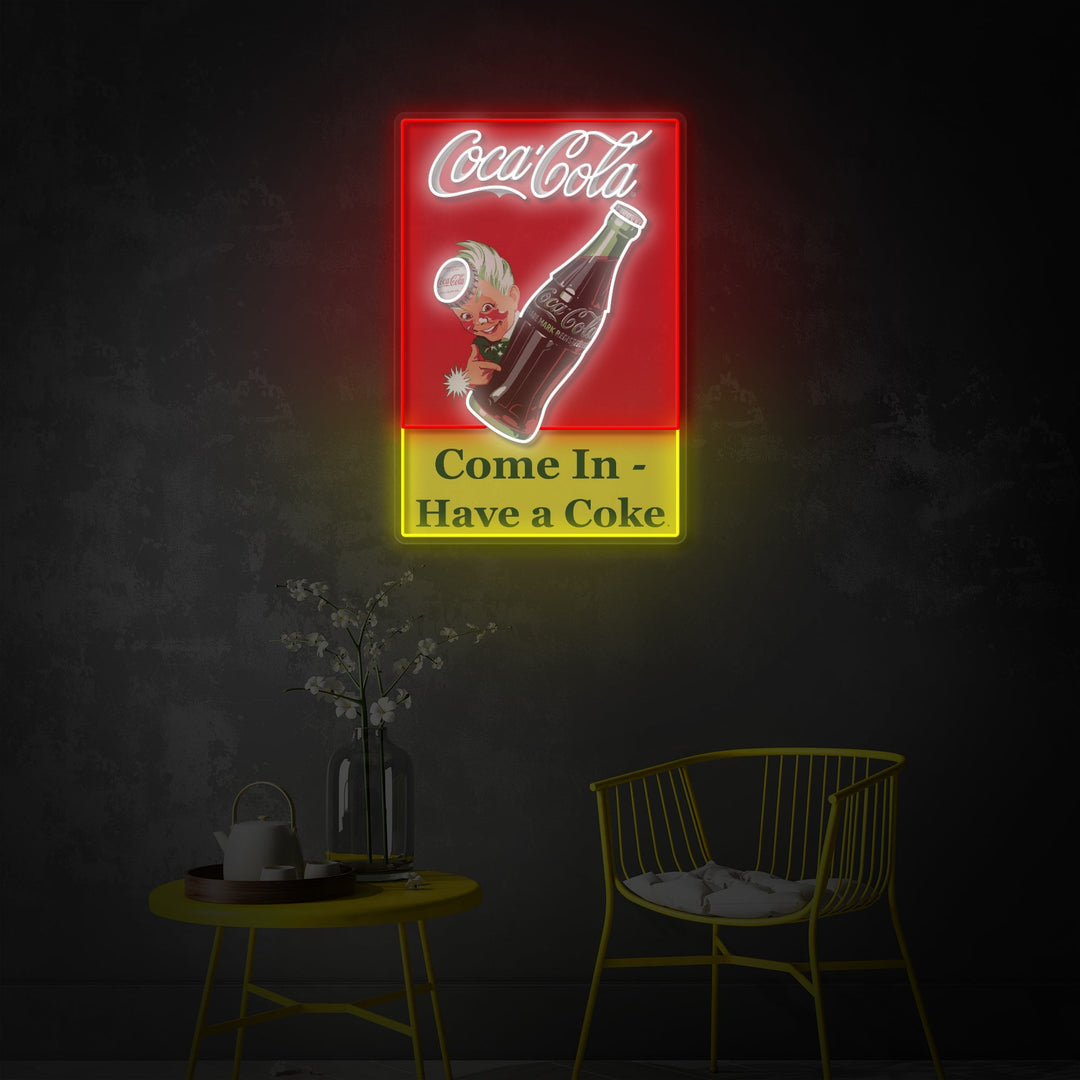 "Come In Have A Coke, um ein Cola -Trinkladen -Logo zu haben" UV-bedruckt LED-Neonschild