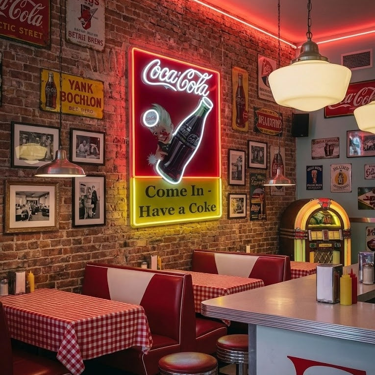 "Come In Have A Coke, um ein Cola -Trinkladen -Logo zu haben" UV-bedruckt LED-Neonschild