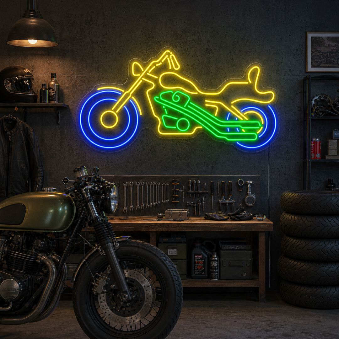 "Cozyle Motorrad Motorrad" Neonschrift