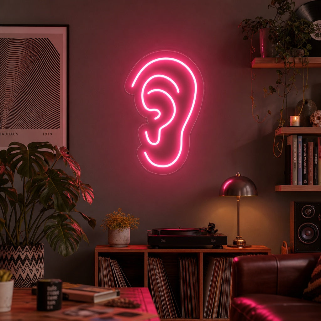 "Kreative Beleuchtung Ohr" Neonschrift