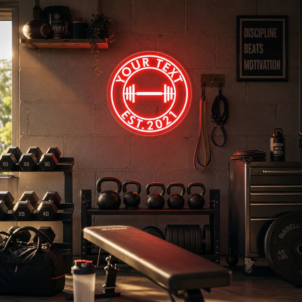 "Your Text, Benutzerdefinierte Fitness, Benutzerdefinierte Fitnessstudio" Neonschrift