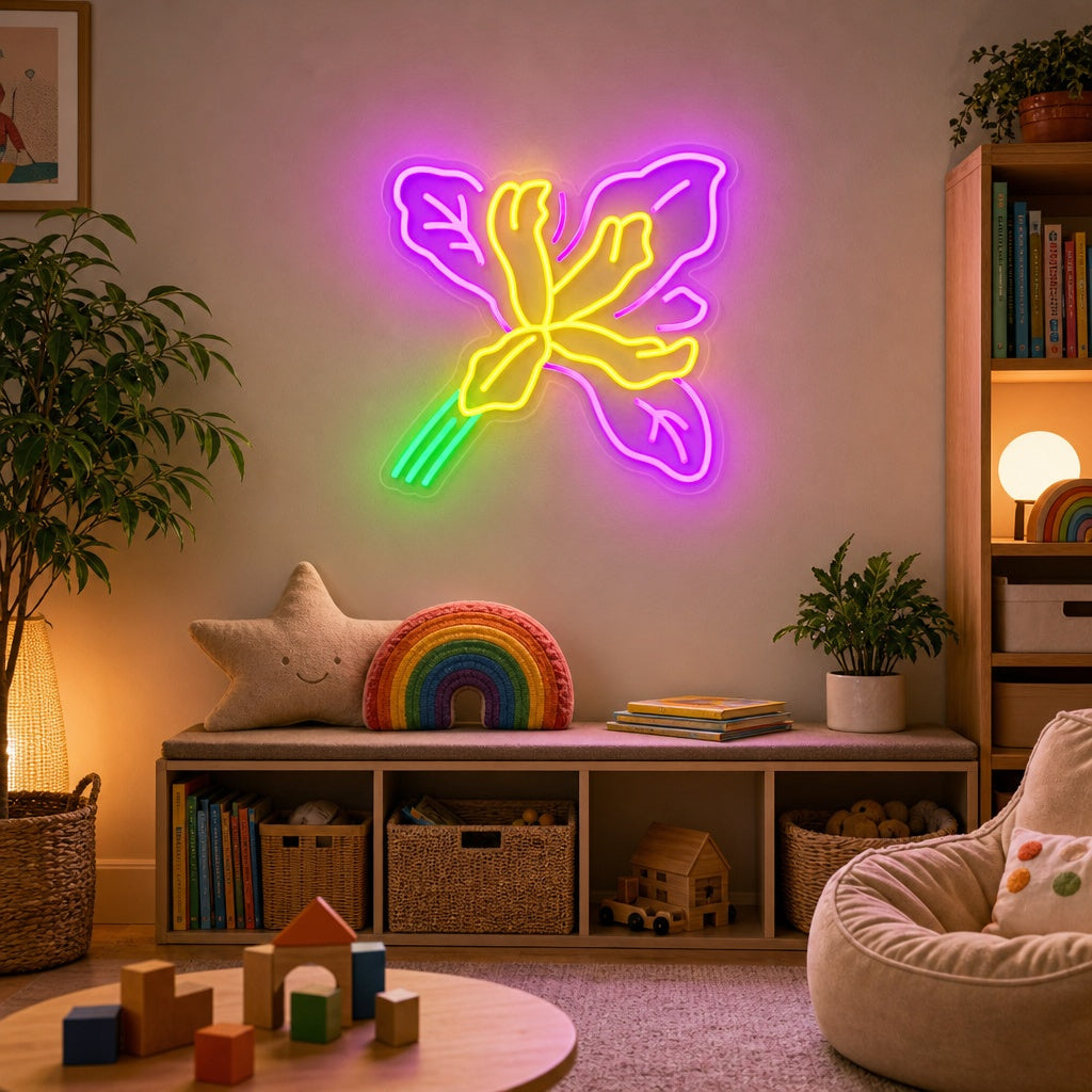 "Douglas-Schwertlilienpflanze Und Blume" Neonschrift