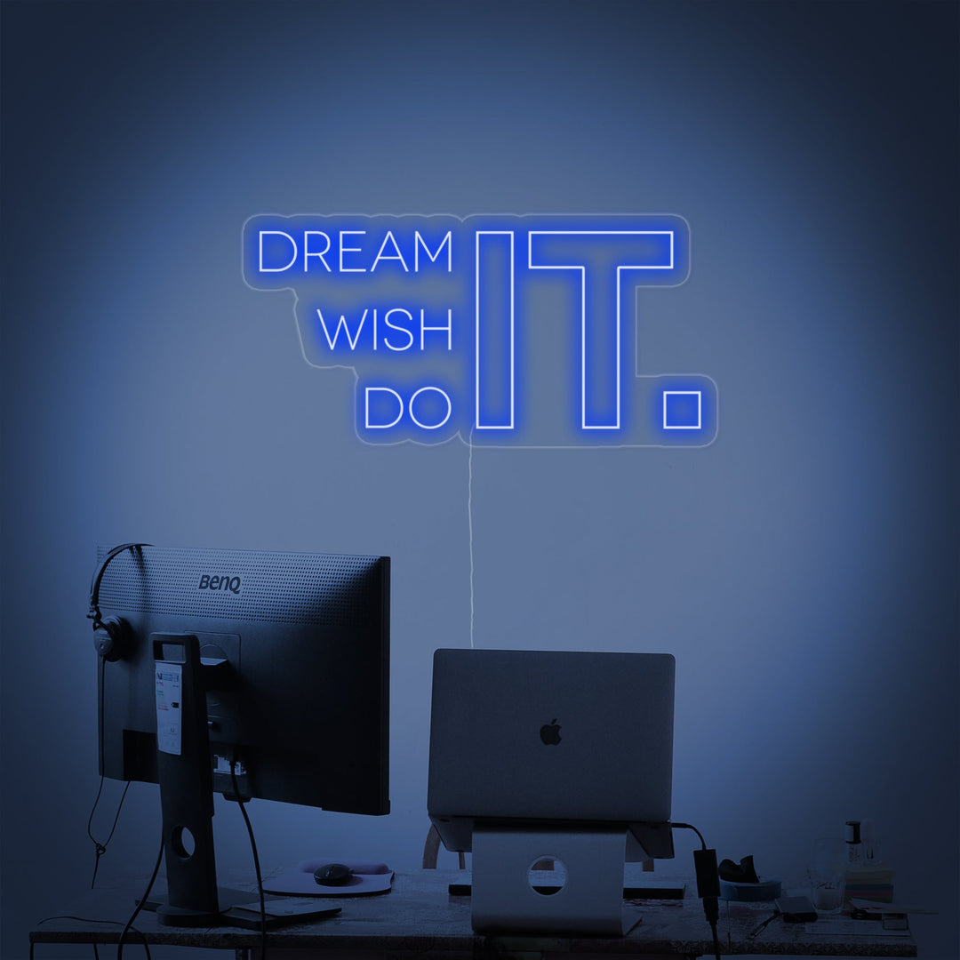 "Dream It Wish It Do It, Fitnessstudio Dekor, Fitnessstudio Zitate, Fitness Zitate, Workout Zitate" Neonschrift