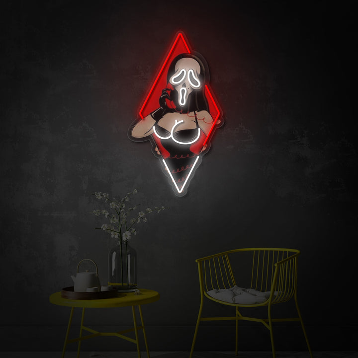 "Ghost Face Dame, sexy Frau" UV-bedruckt LED-Neonschild