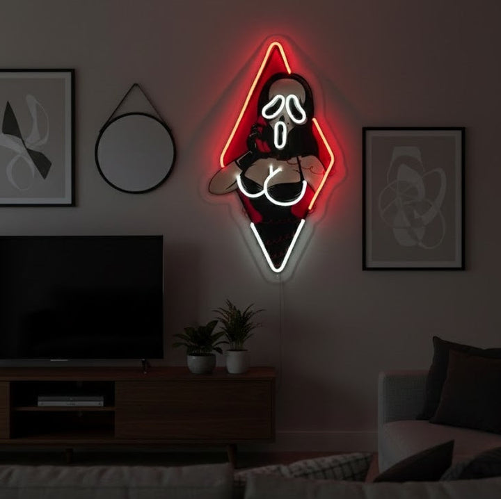 "Ghost Face Dame, sexy Frau" UV-bedruckt LED-Neonschild