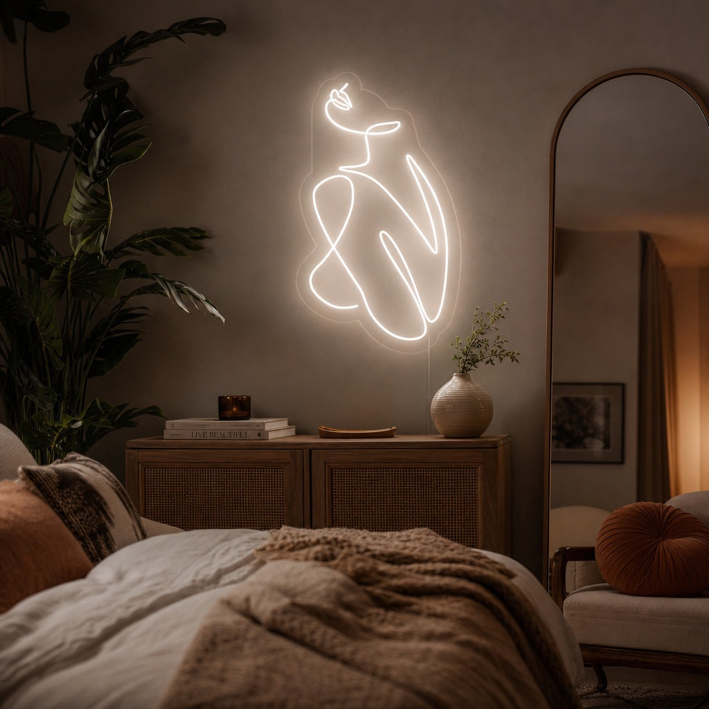 "Mädchen-Silhouette" Neonschrift