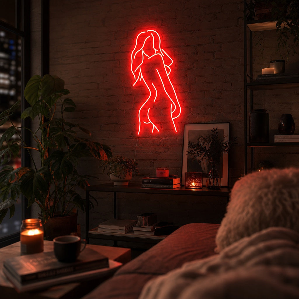 "Mädchen Frau Dame Körper Elegant" Neonschrift