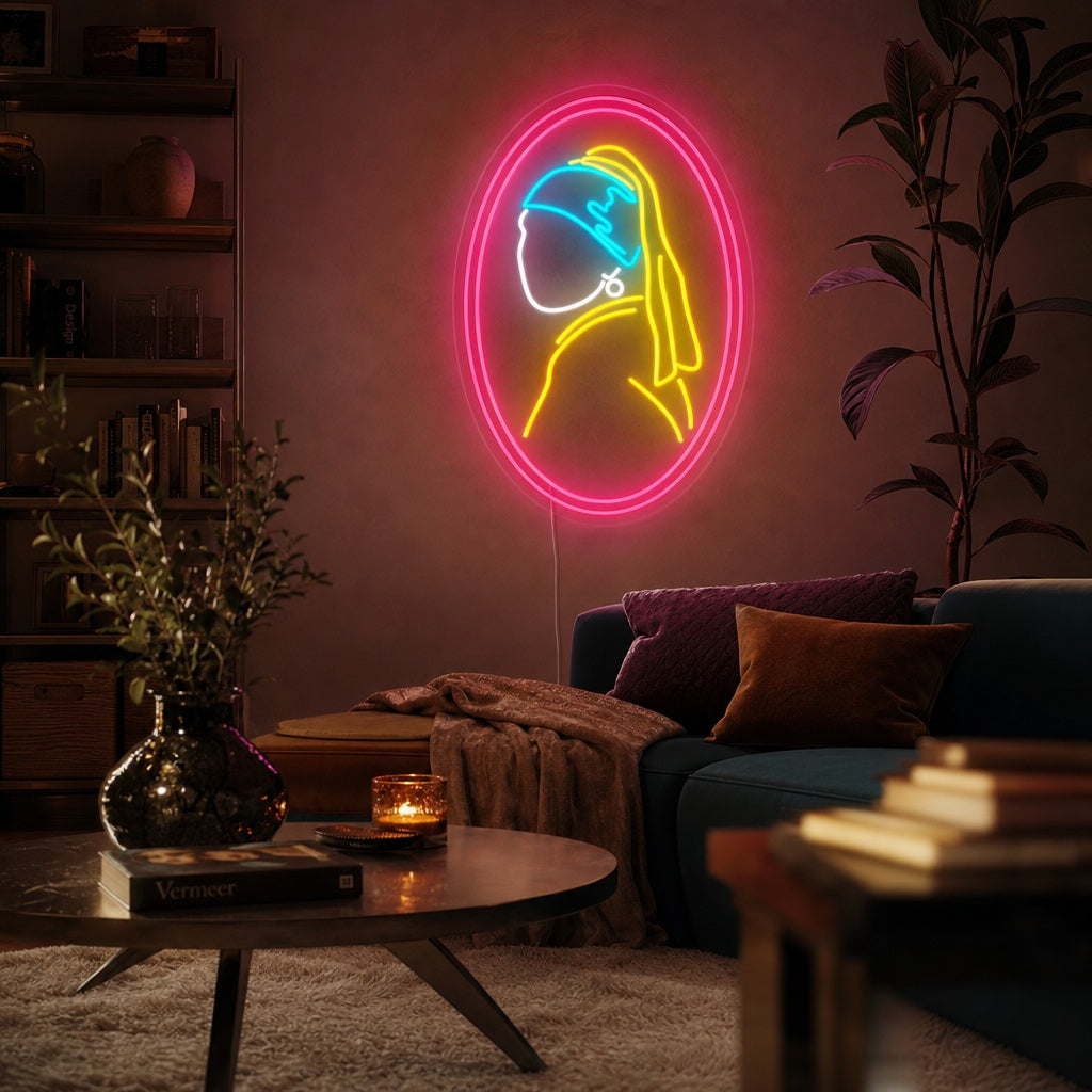 "Mädchen Mit Perle Vermeer" Neonschrift