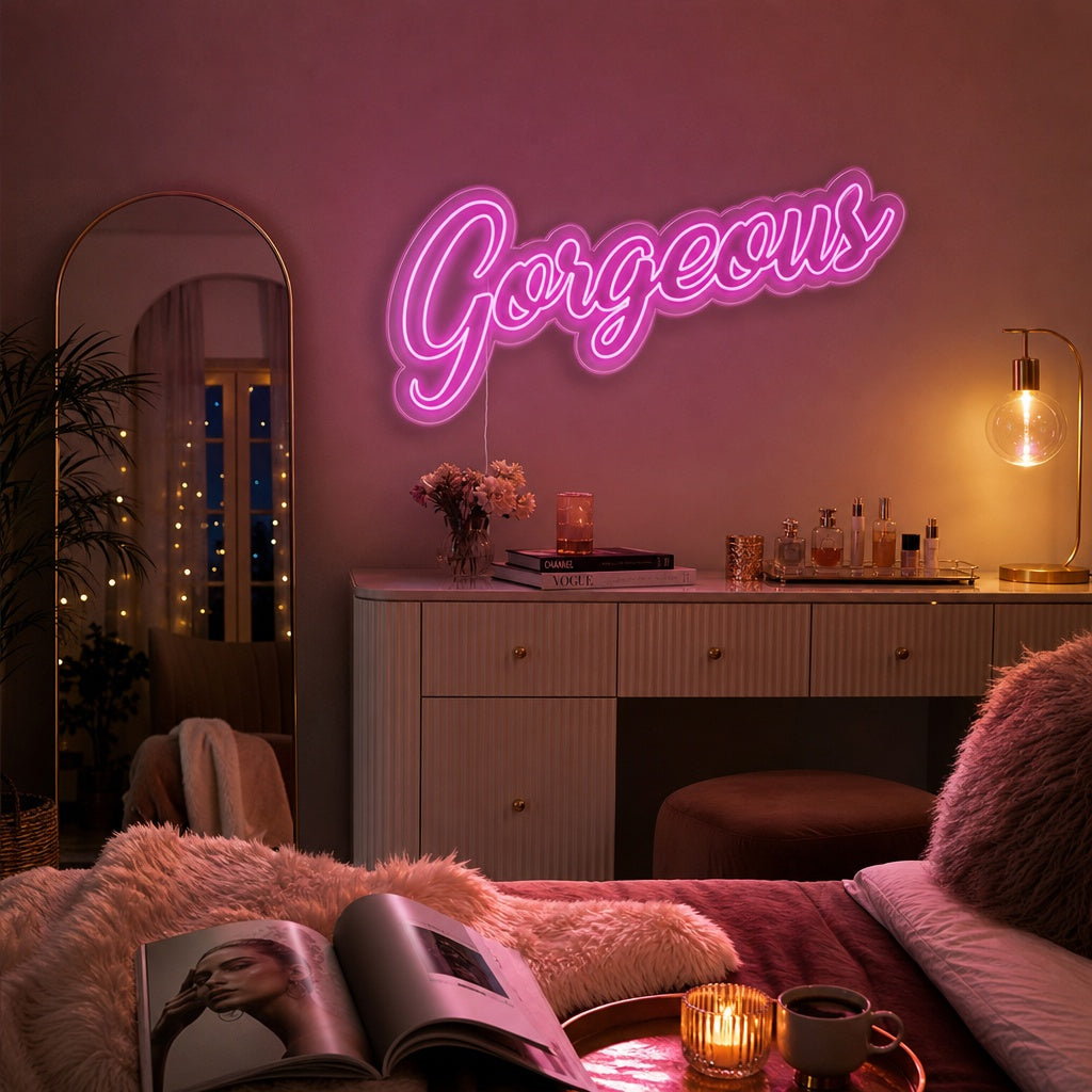 "Gorgeous" Neonschrift